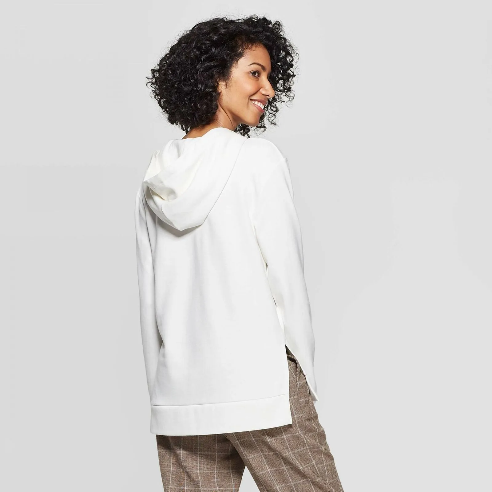 A New Day Women's Regular Fit Hooded Sweatshirt Cream XL