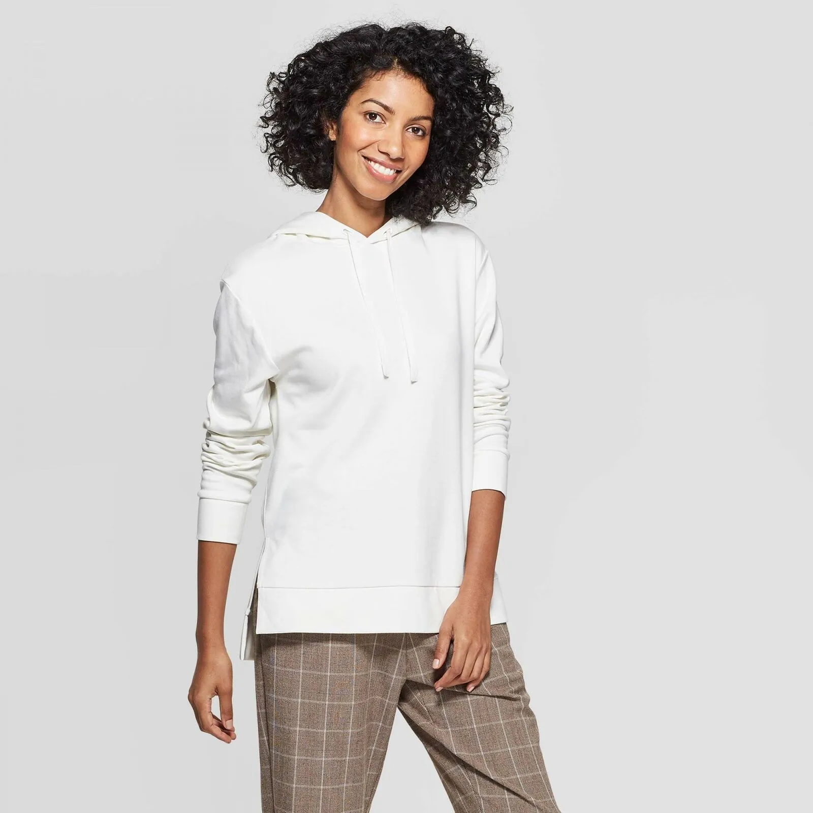 A New Day Women's Regular Fit Hooded Sweatshirt Cream XL