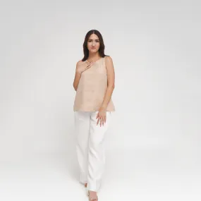 Ada, Italian Lenin A-Line Tank top in Beige