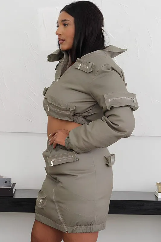 Athina Puffer Jacket & Skirt Set