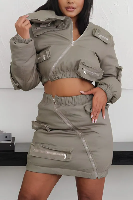 Athina Puffer Jacket & Skirt Set