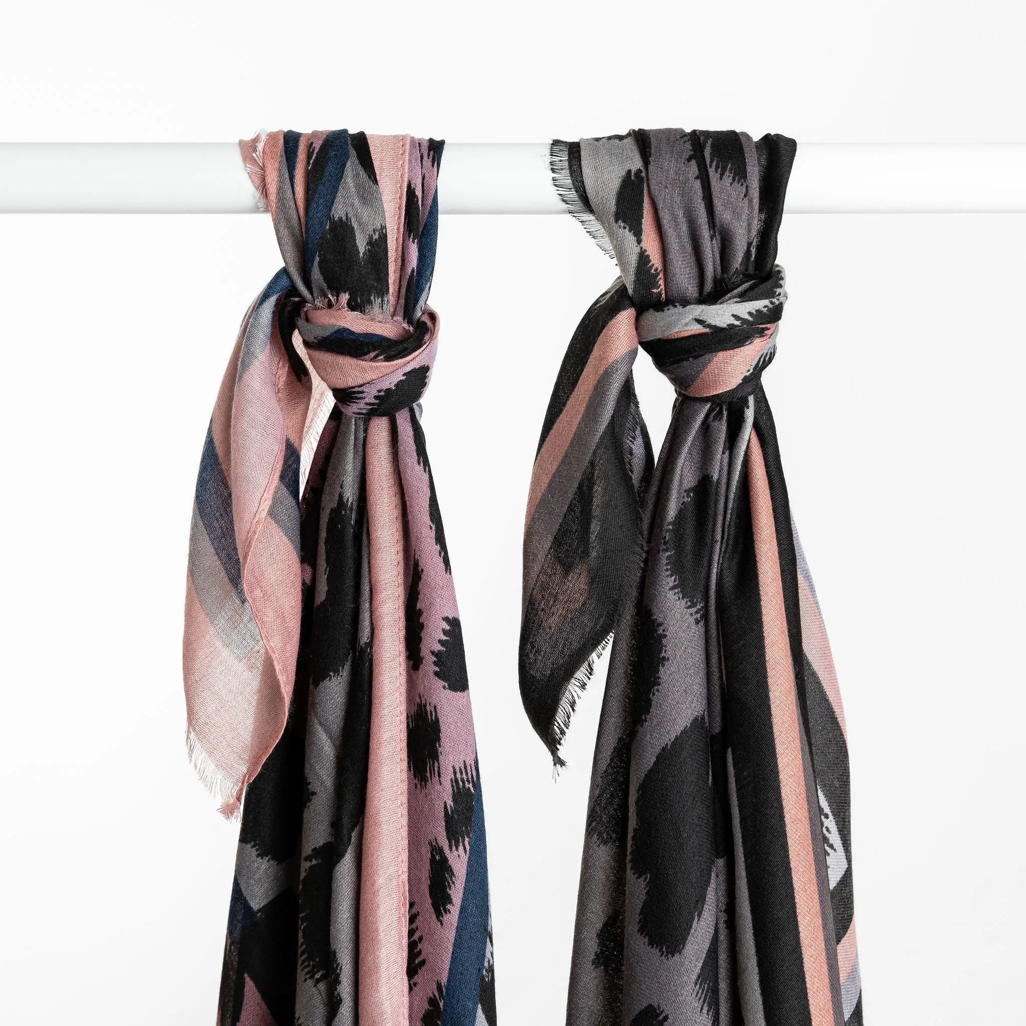 Black and Pink Leopard Print Scarf