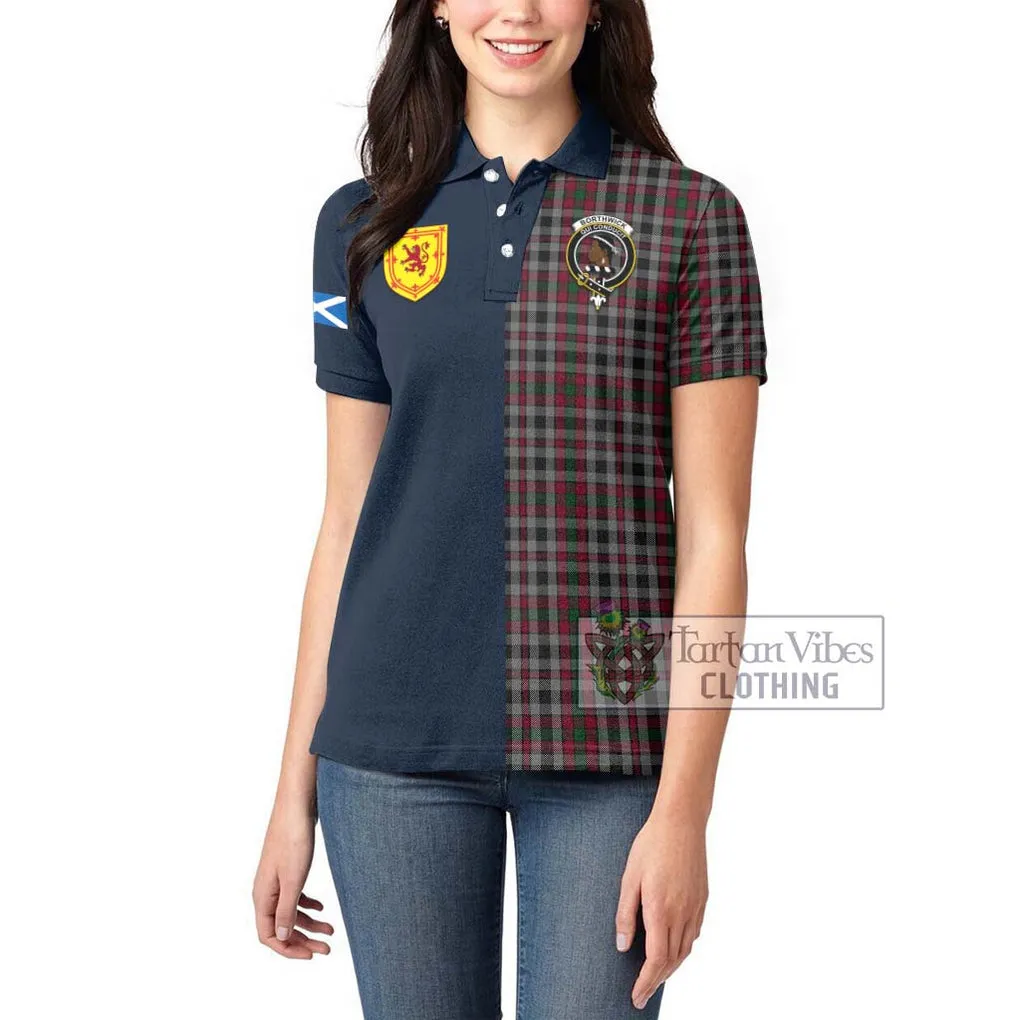Borthwick Tartan Women's Polo Shirt Alba with Scottish Lion Royal Arm Half Style