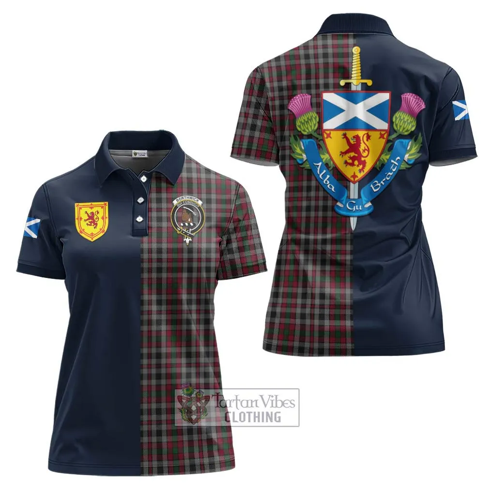 Borthwick Tartan Women's Polo Shirt Alba with Scottish Lion Royal Arm Half Style