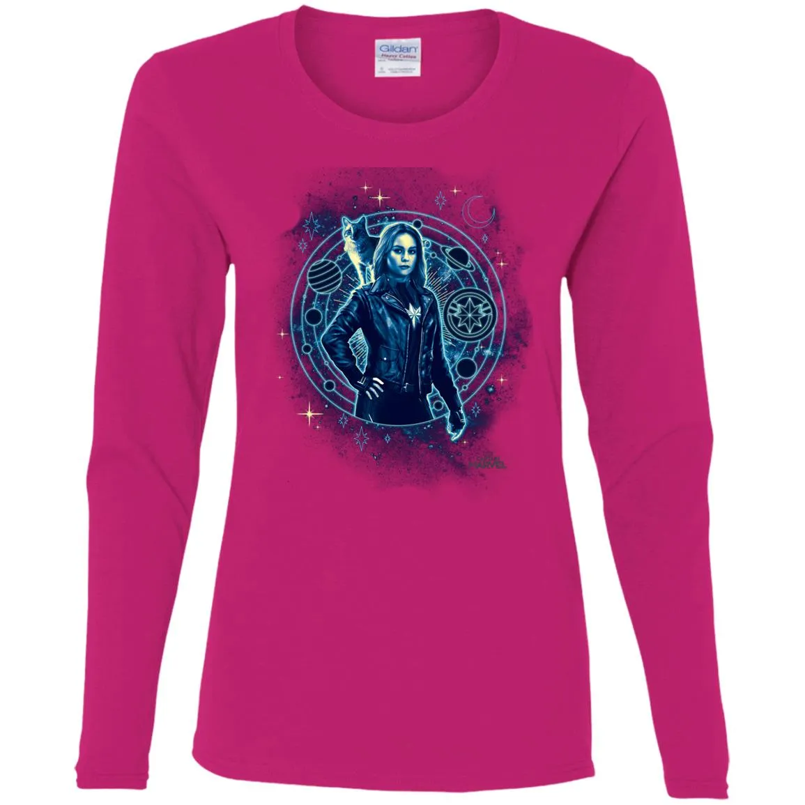 Captain Marvel Goose Geometric Circle Space Women Long Sleeve Shirt
