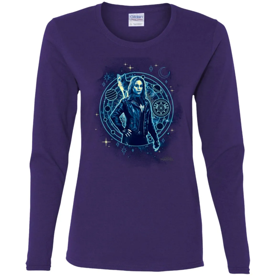 Captain Marvel Goose Geometric Circle Space Women Long Sleeve Shirt