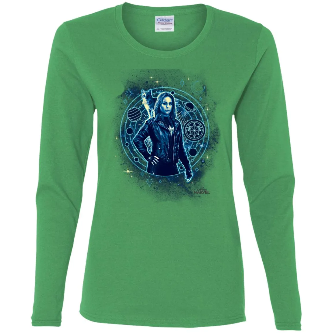 Captain Marvel Goose Geometric Circle Space Women Long Sleeve Shirt