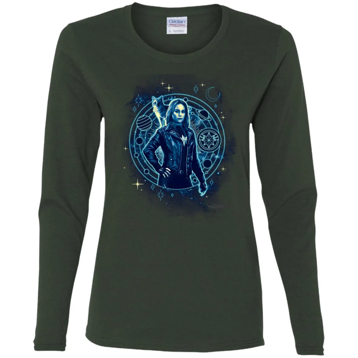 Captain Marvel Goose Geometric Circle Space Women Long Sleeve Shirt