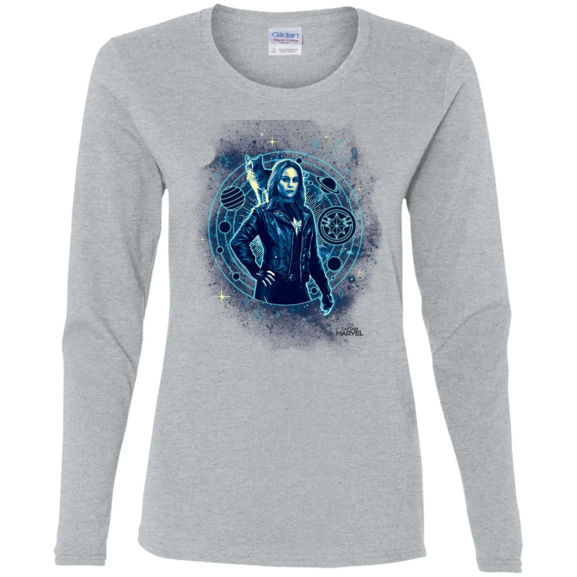 Captain Marvel Goose Geometric Circle Space Women Long Sleeve Shirt