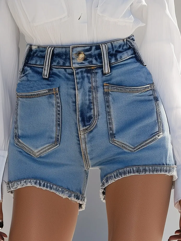 Casual Fashion Pocket Denim Shorts