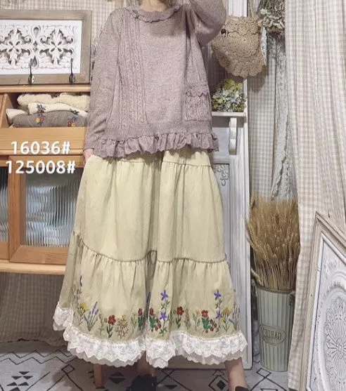 Cottagecore Embroidery Vintage Skirt