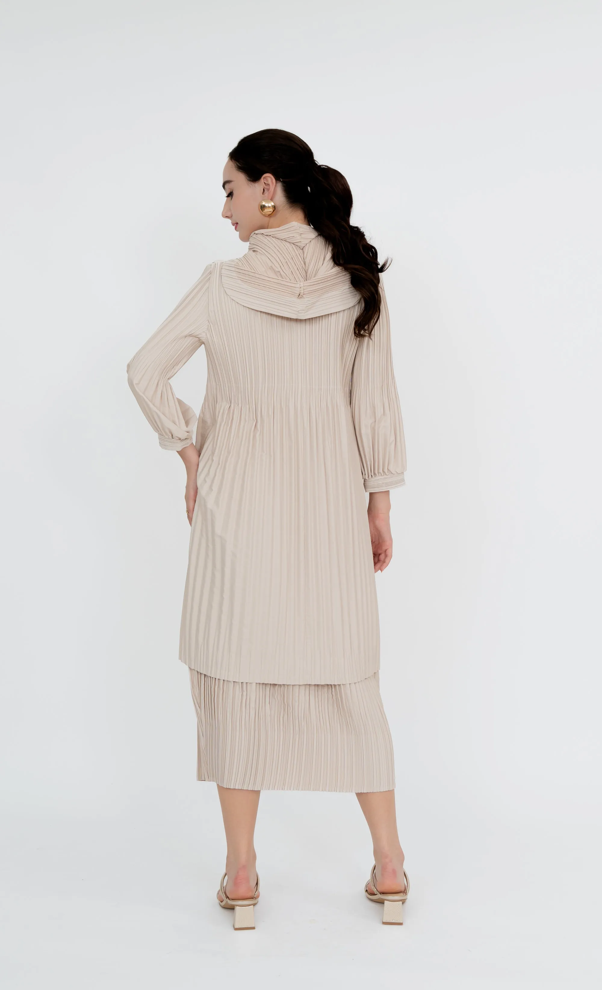 Damansara Long Parka and Skirt in Cream