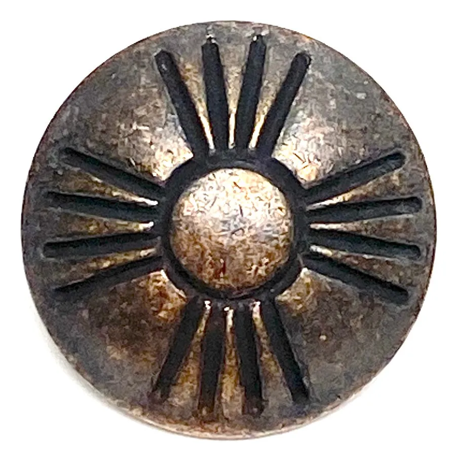 Dark Rustic Brass Zia Symbol Concho Southwest Shank Back Button, 3/4" #SW-76