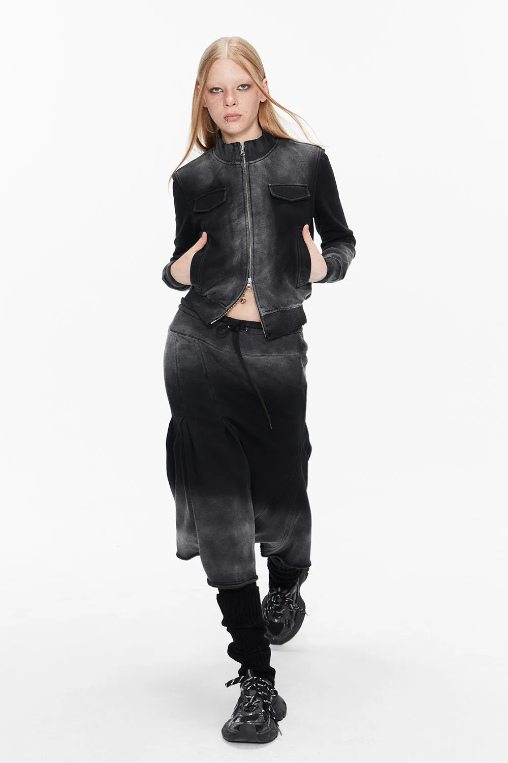 Denim Faded Vintage Casual Blouson＆Parka＆Skirt