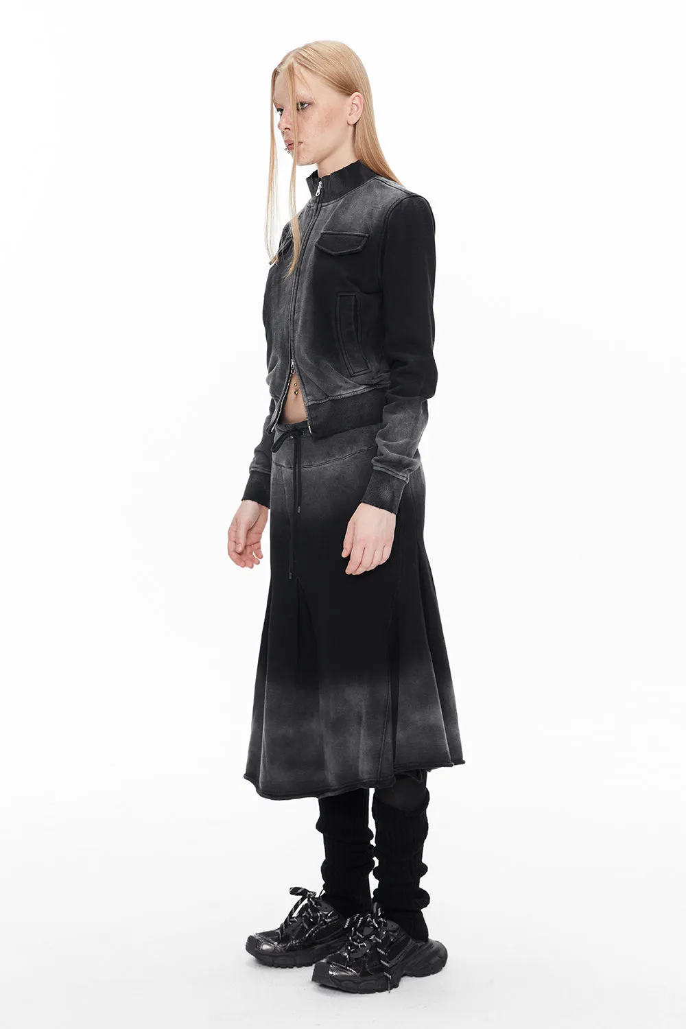 Denim Faded Vintage Casual Blouson＆Parka＆Skirt