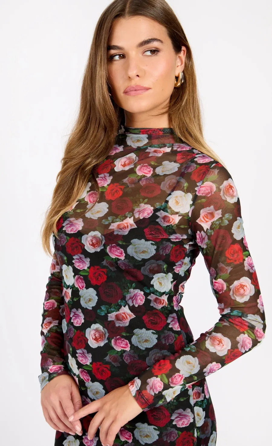 Floral Print Gathered Midaxi Bodycon Dress by Vogue Williams