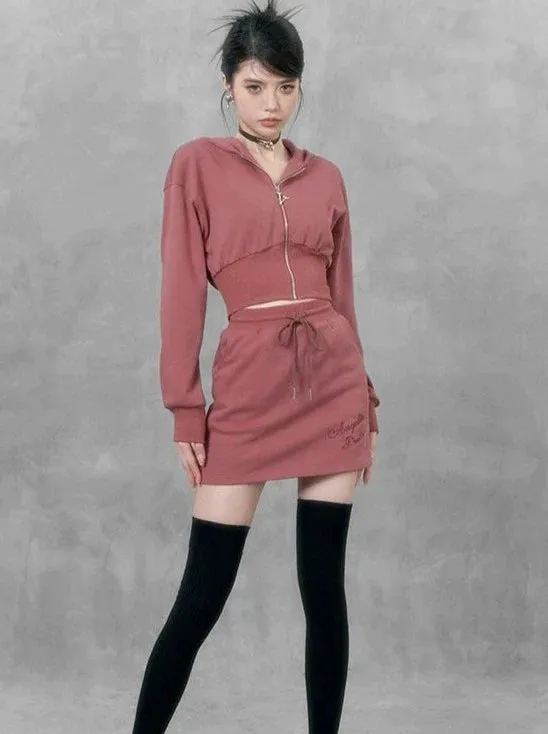 Girly sugar hooded parka   casual tight skirt