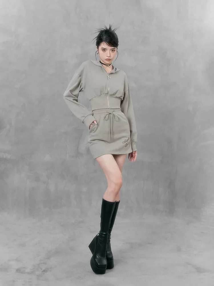 Girly sugar hooded parka   casual tight skirt