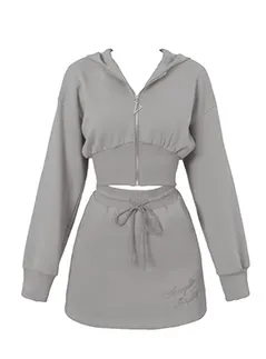 Girly sugar hooded parka   casual tight skirt