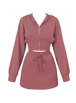 Girly sugar hooded parka   casual tight skirt