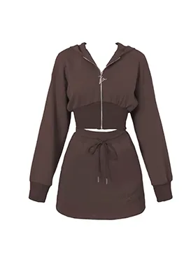 Girly sugar hooded parka   casual tight skirt