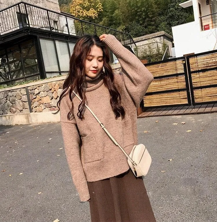 Knit Two-Piece-Set (Turtleneck Sweater   Skirt)