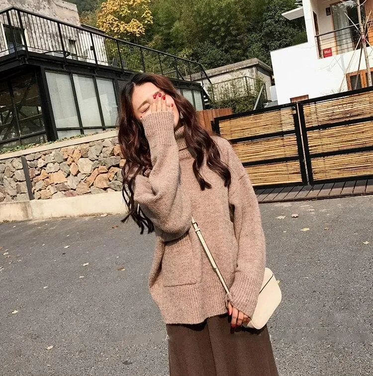 Knit Two-Piece-Set (Turtleneck Sweater   Skirt)