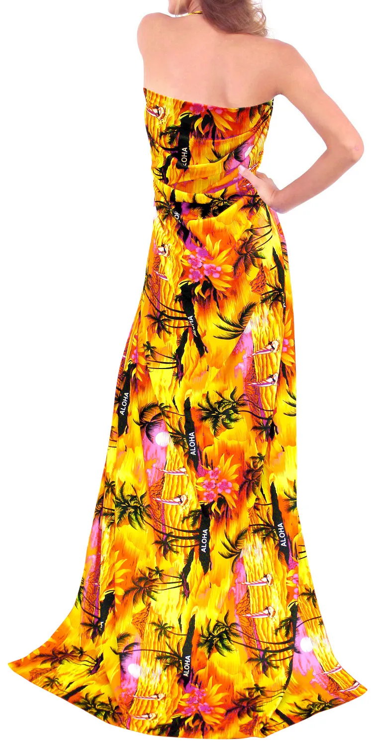 LA LEELA Women Bathing Suit Bikini Swimwear Beach Cover Up One Size Orange_K655