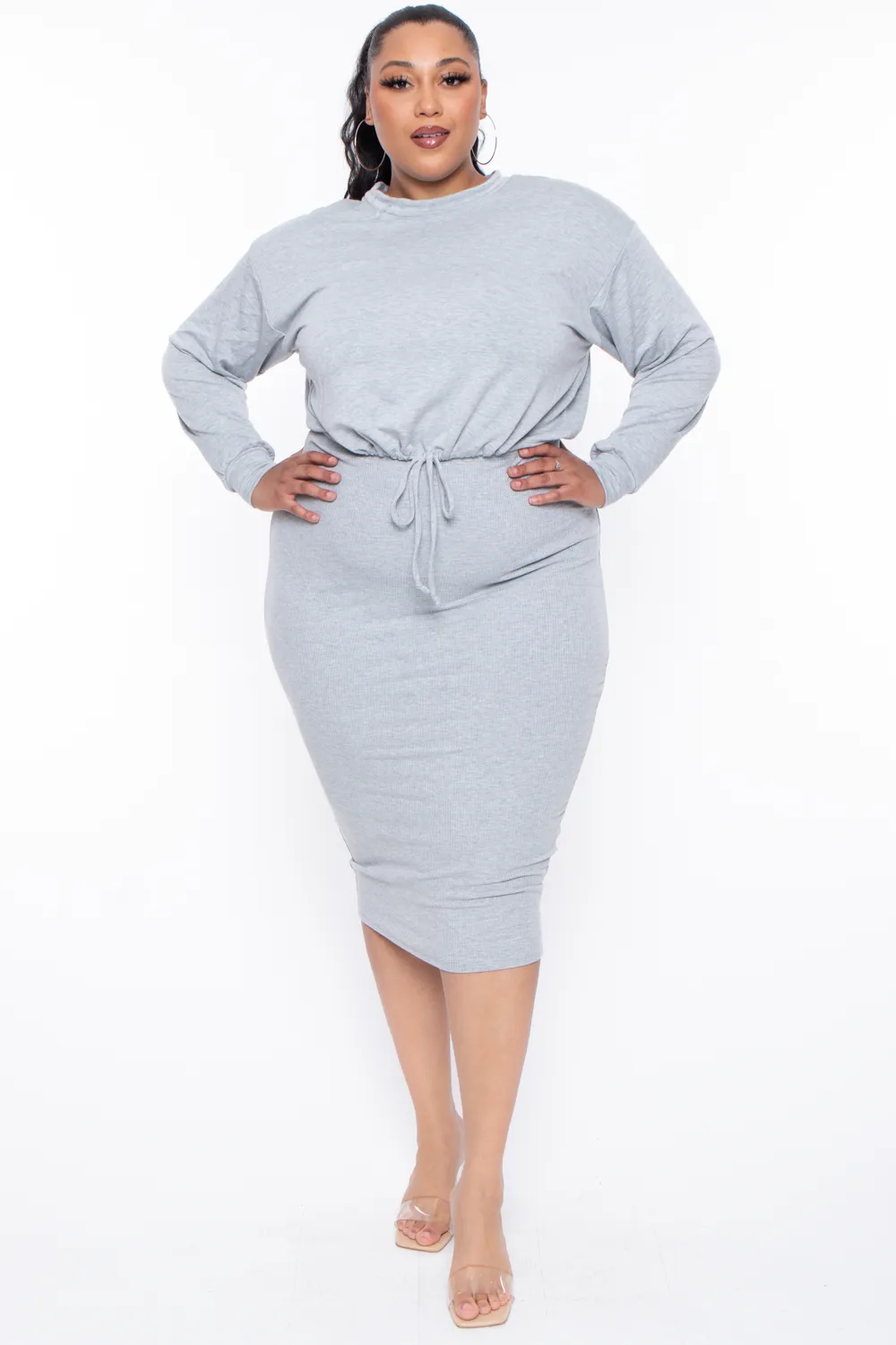 Plus Size Essential Cropped Pullover Sweatshirt - Heather Grey