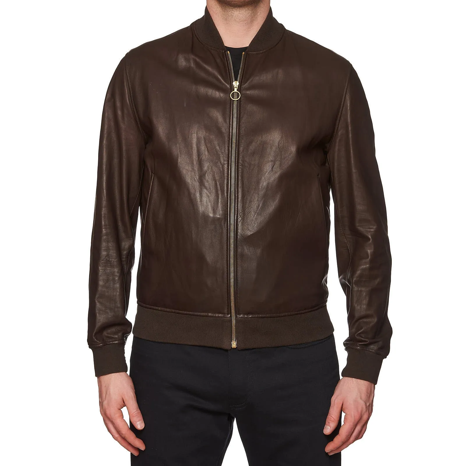 SERAPHIN Brown Lamb Leather Unlined Bomber Jacket FR 50 US M