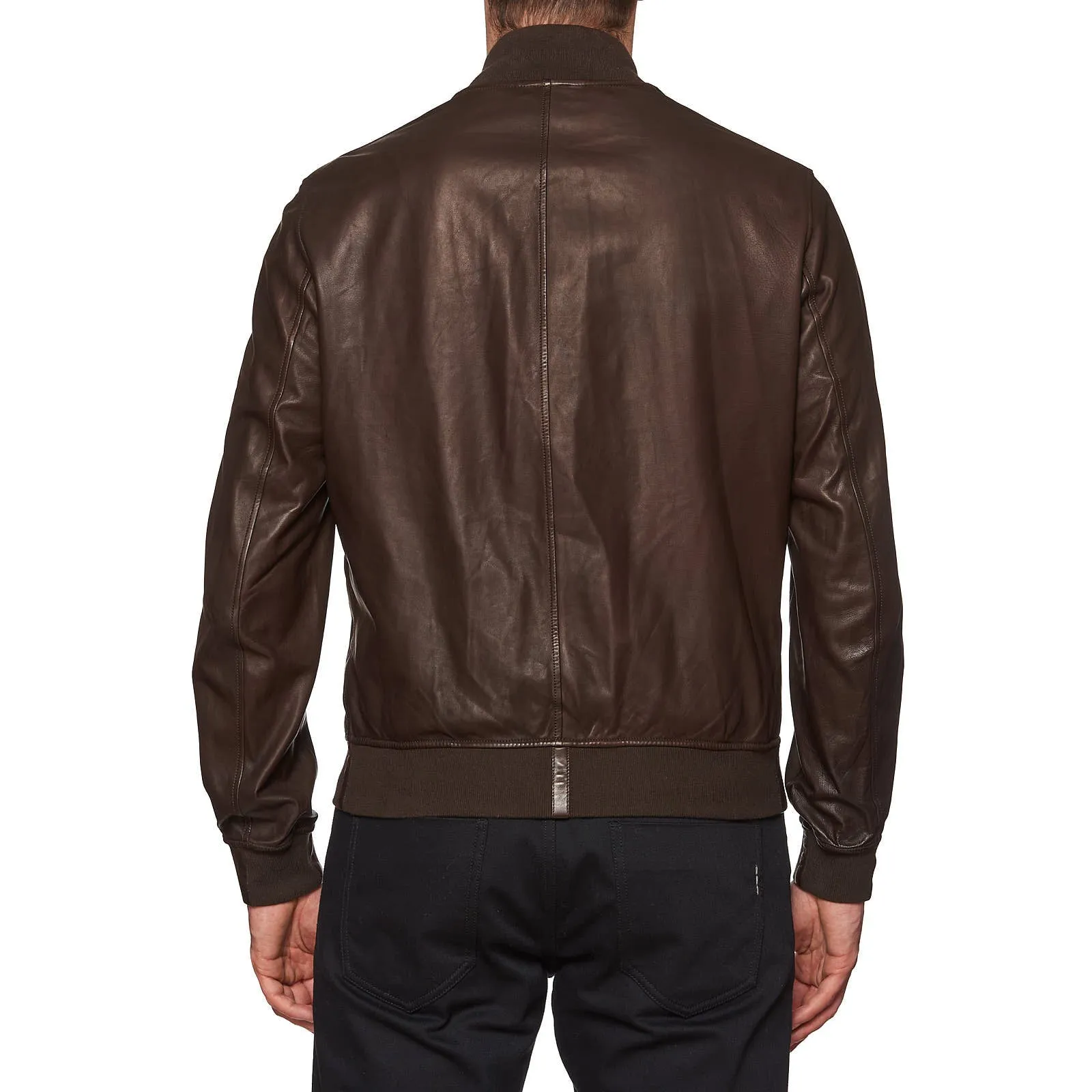 SERAPHIN Brown Lamb Leather Unlined Bomber Jacket FR 50 US M