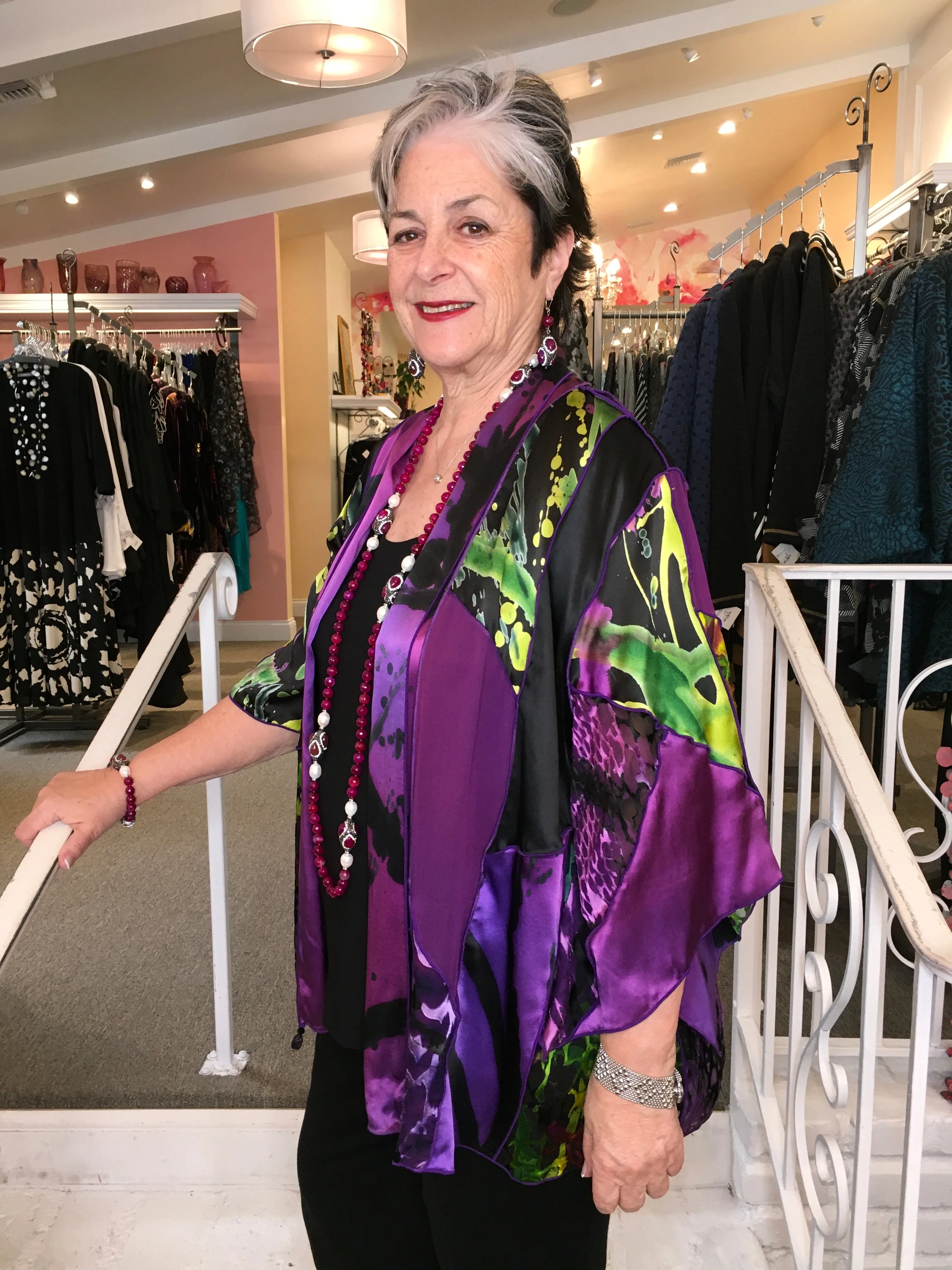 SILK PATCH SHORT JACKET-PURPLE
