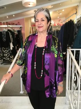 SILK PATCH SHORT JACKET-PURPLE