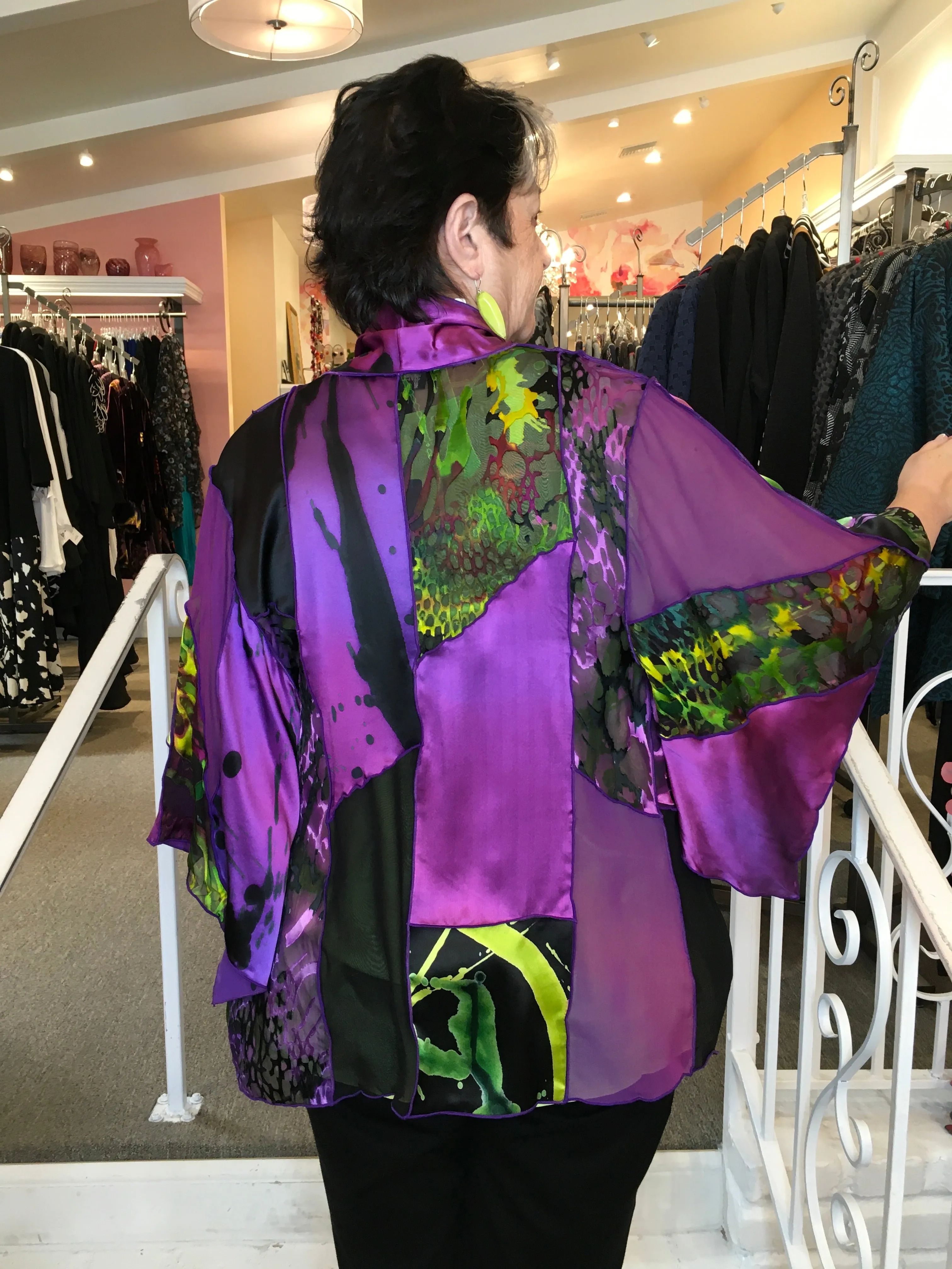 SILK PATCH SHORT JACKET-PURPLE