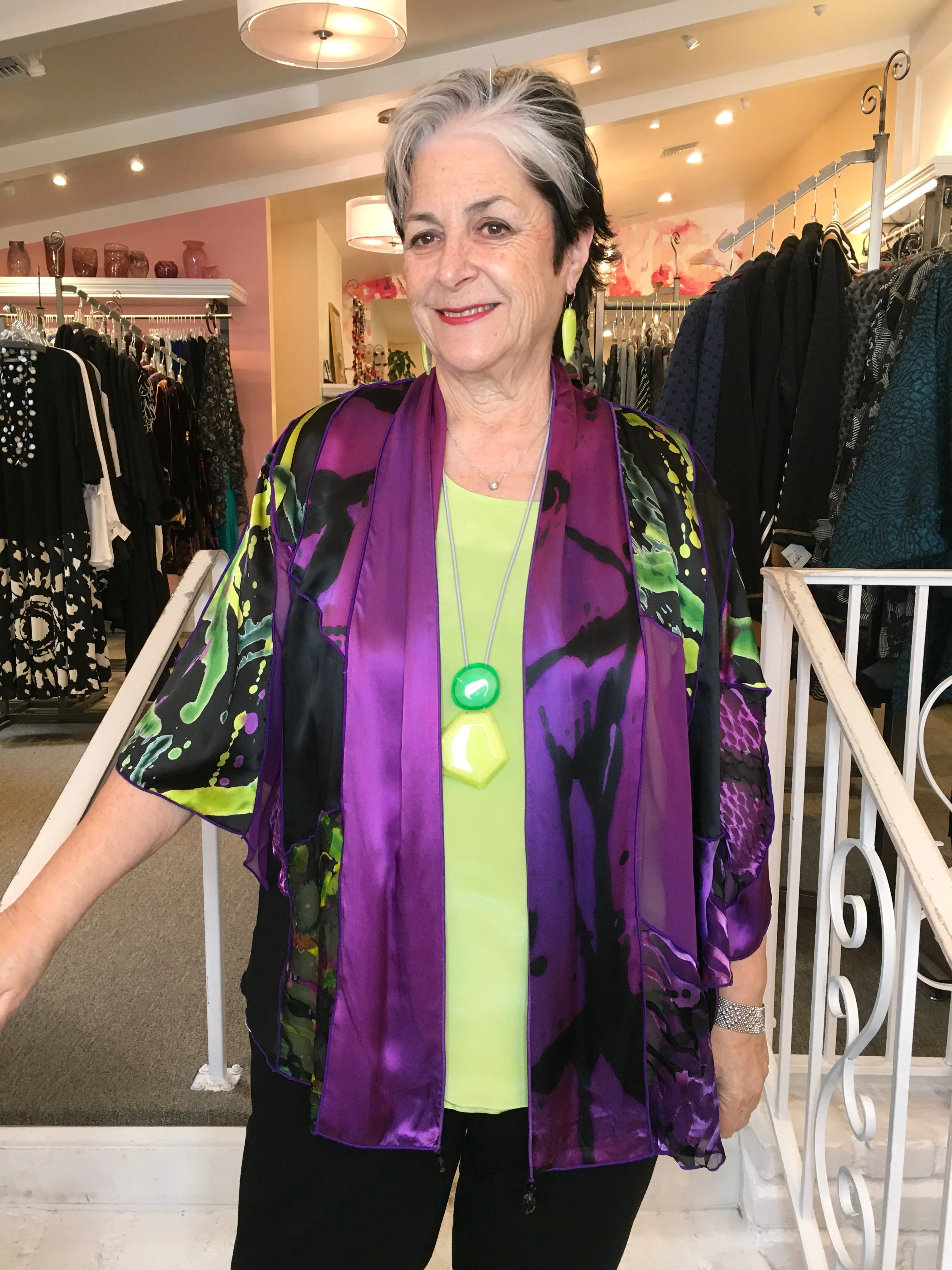 SILK PATCH SHORT JACKET-PURPLE