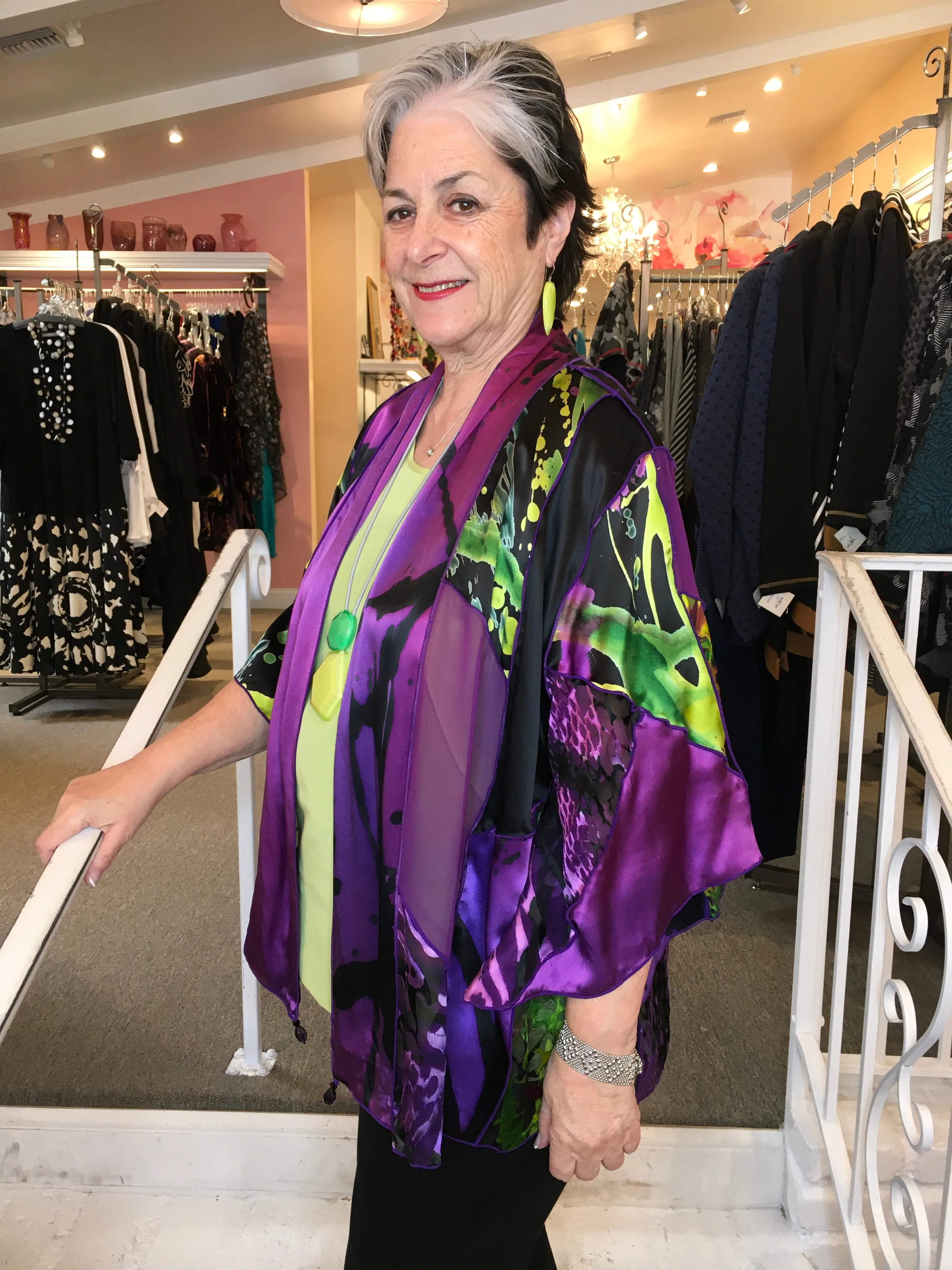SILK PATCH SHORT JACKET-PURPLE