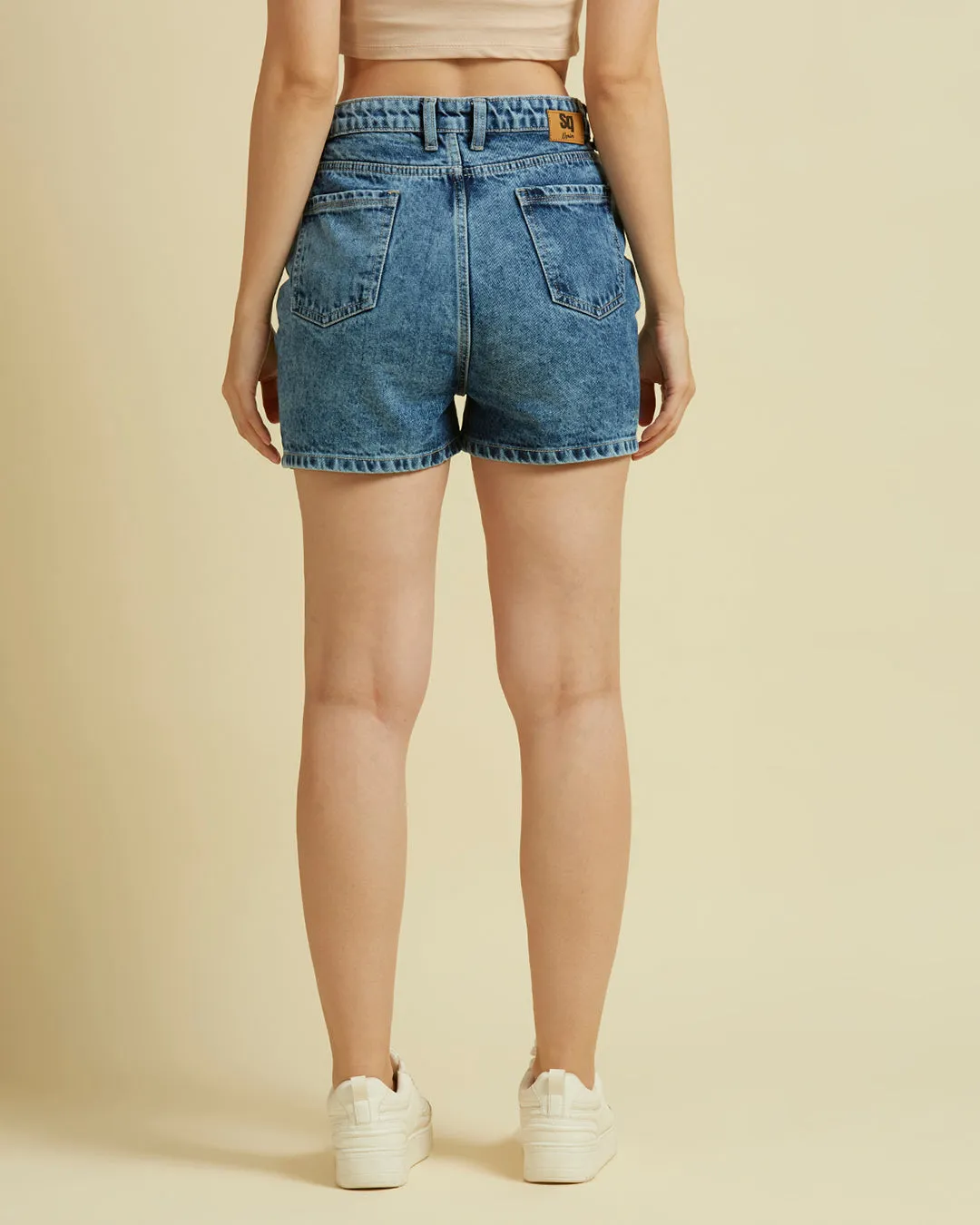 Style Quotient Women Blue High Rise Denim Shorts