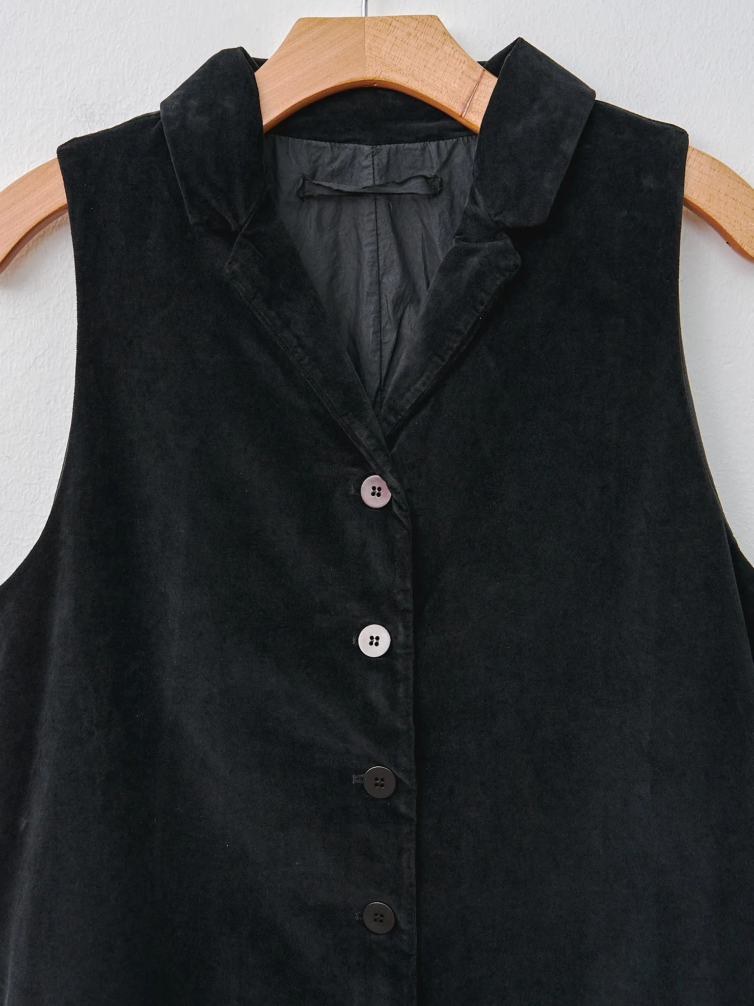 Velvet Long Sleeveless Dress - Black