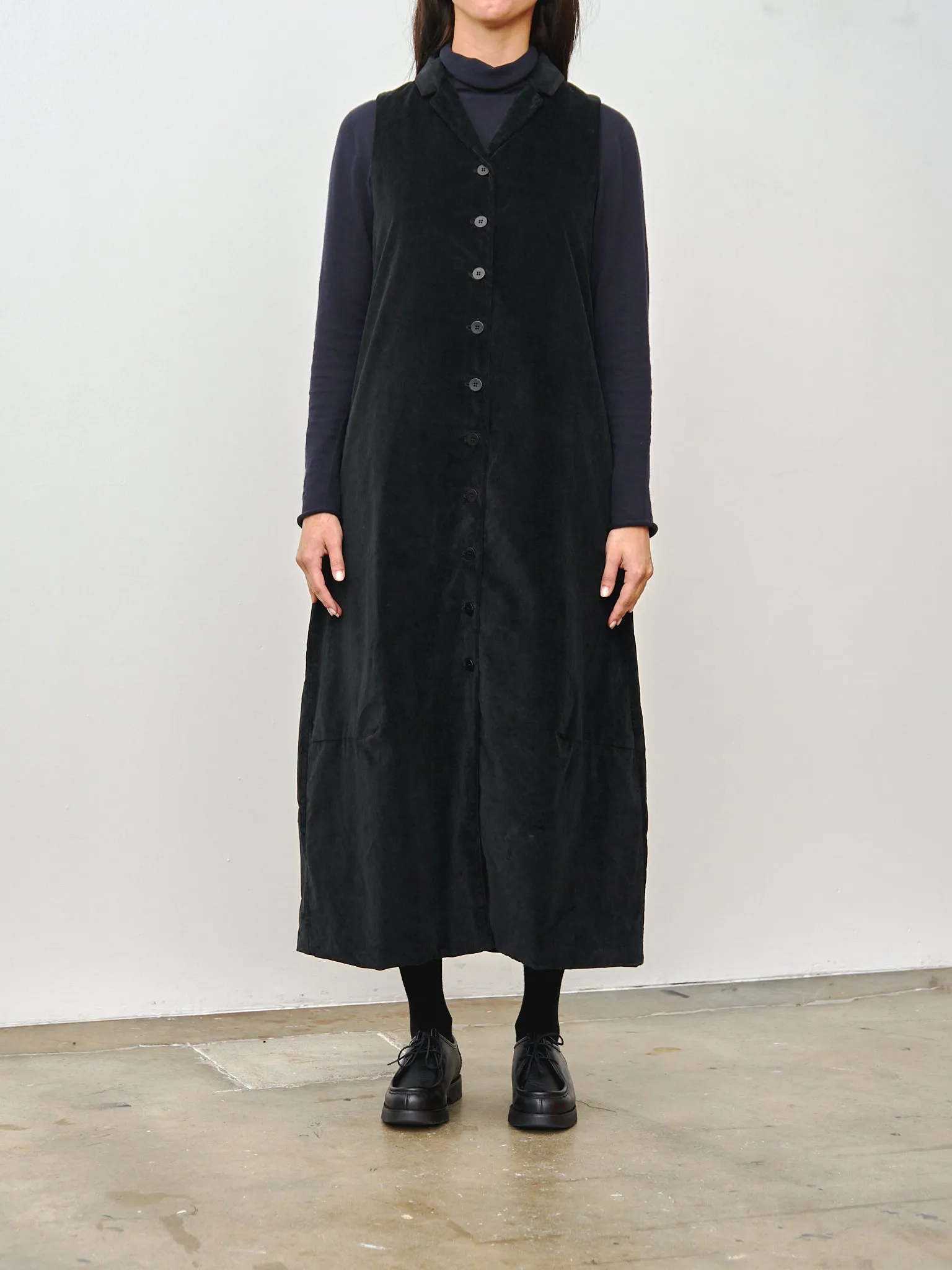 Velvet Long Sleeveless Dress - Black