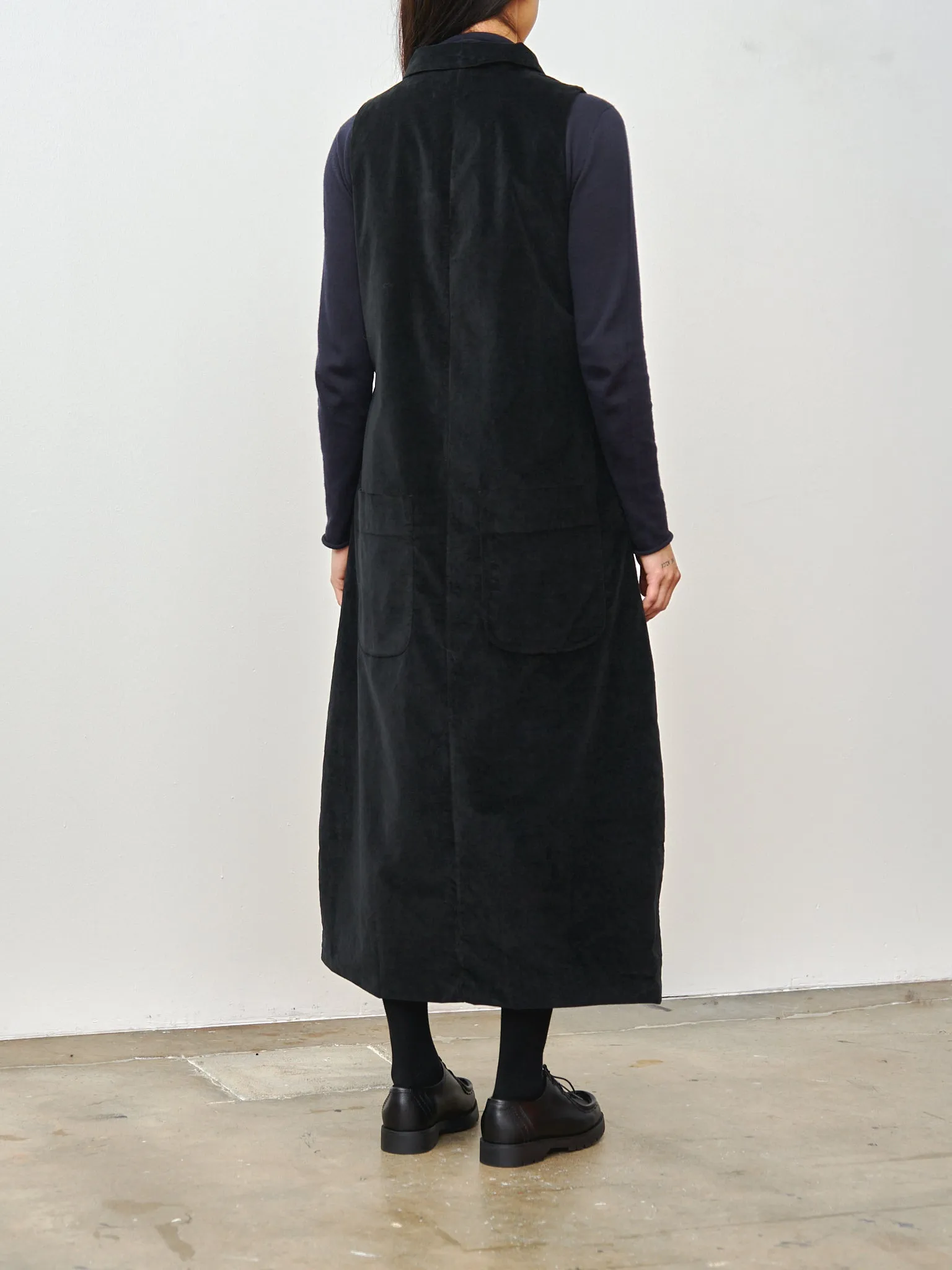 Velvet Long Sleeveless Dress - Black
