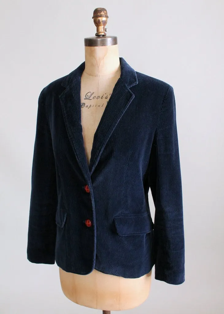 Vintage 1970s Navy Corduroy Campus Blazer