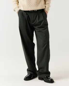Wide Pleated Pant - Moss Green