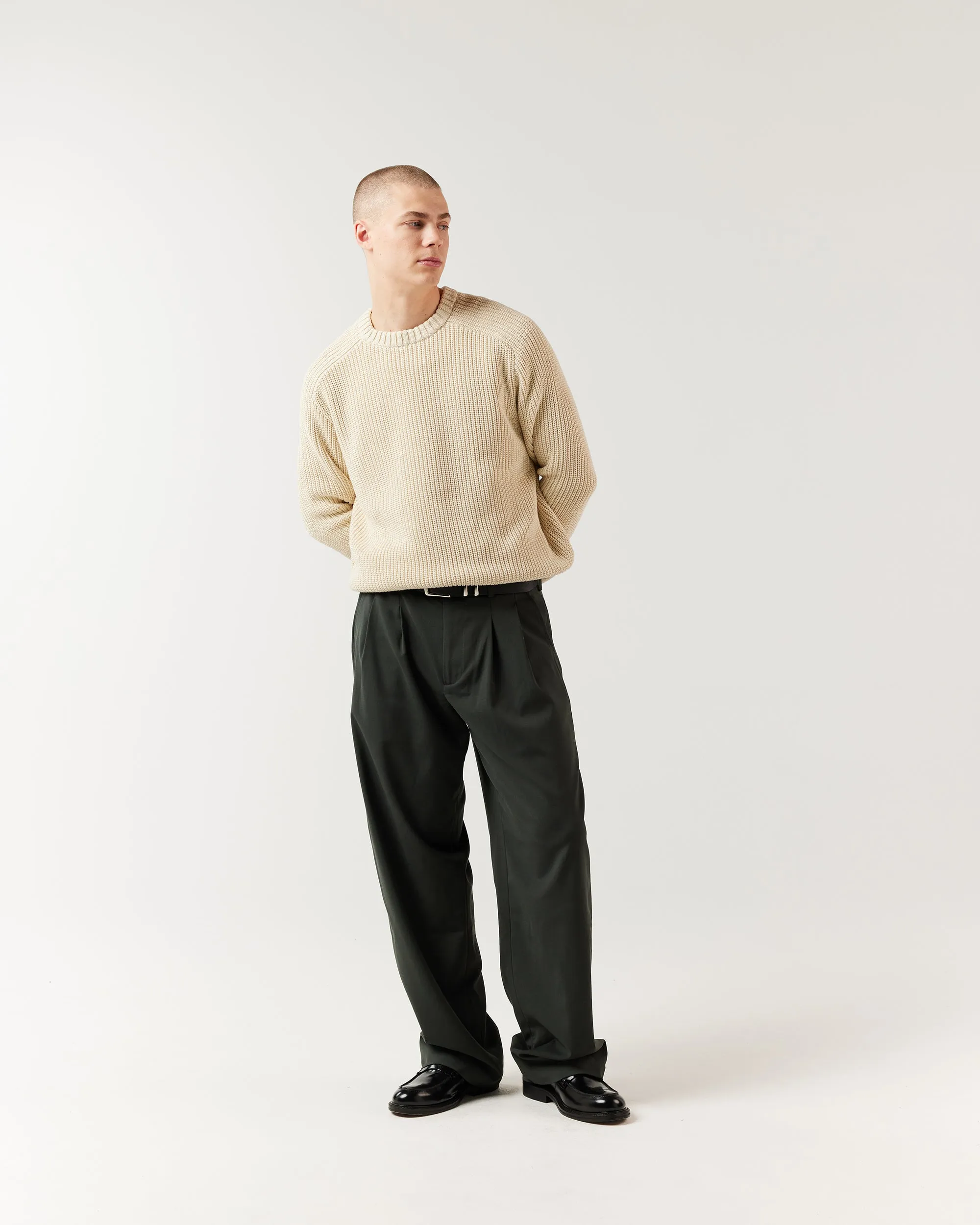 Wide Pleated Pant - Moss Green